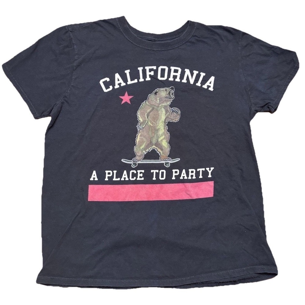 Men's Rebels & Nomads California Y2K Party Black Short Sleeve Shirt‎ Large